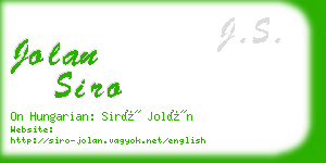 jolan siro business card